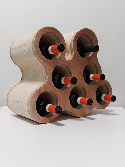 Cantinetta portavini moderna | Cantinetta portavini in legno | Portavini da 7 bottiglie | Regalo per lei e per lui